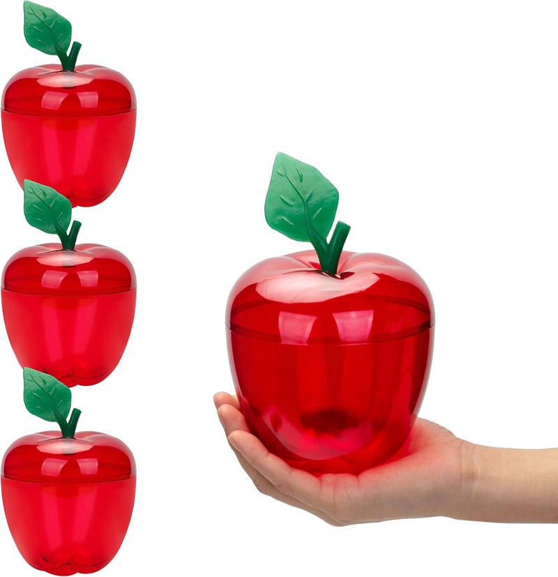 HANZE Large Red Apple Container, Apple Shaped Candy Toy Jar, Back To School, Teacher Appreciation Gift, Party Ornaments, Christmas Decorations- 4 Pack - Image 1